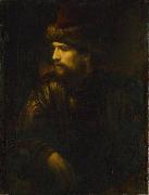 Willem Drost Portrait of a man in a red kolpak. oil